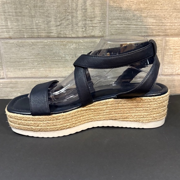BANDOLINO Navy Logo Woven Padded Major Square Toe Wedge Heeled Sandal 9.5 M - Picture 5 of 11
